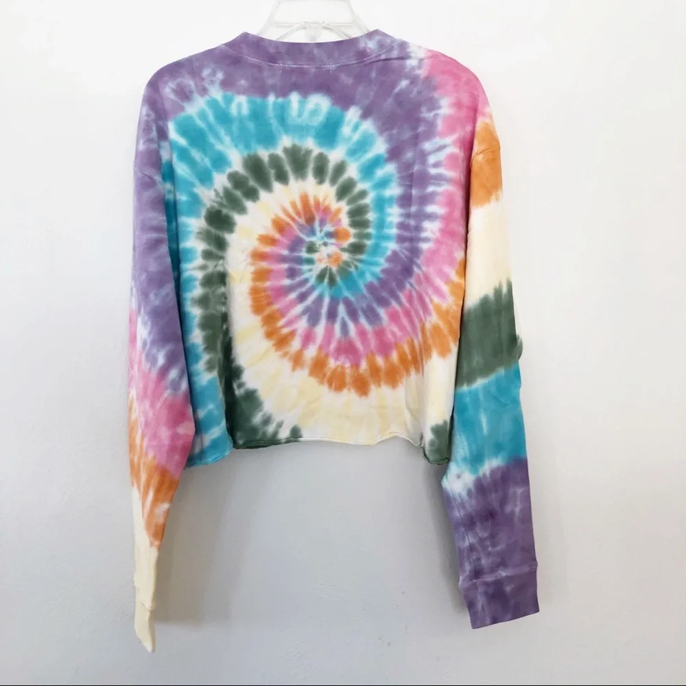 Daydreamer Tie Dye Crop Sweatshirt Rainbow Spiral - Picture 8 of 9